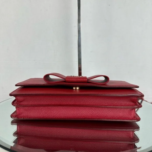PRADA LEATHER MINI BAG RED GHW - Picture 7 of 13